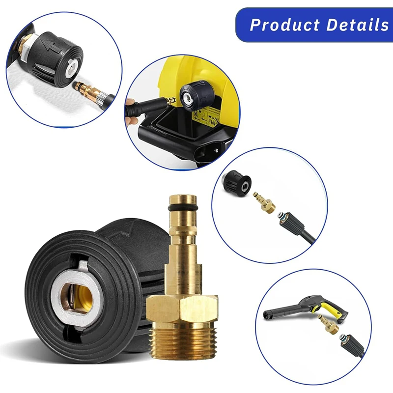 เครื่องฉีดน้ําแรงดันสูง Quick Connect Adapter สําหรับ Karcher K2-K7 Series ทองเหลือง M22 14 มม.ท่อเชื่อมต่อ Quick Release Adapter