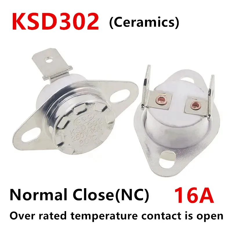 KSD301 KSD302 40-300degree Ceramic 10A 16A 250V Normally Closed Open Temperature Switch Thermostat45C 75C 85C 90C 135C 220C 300C