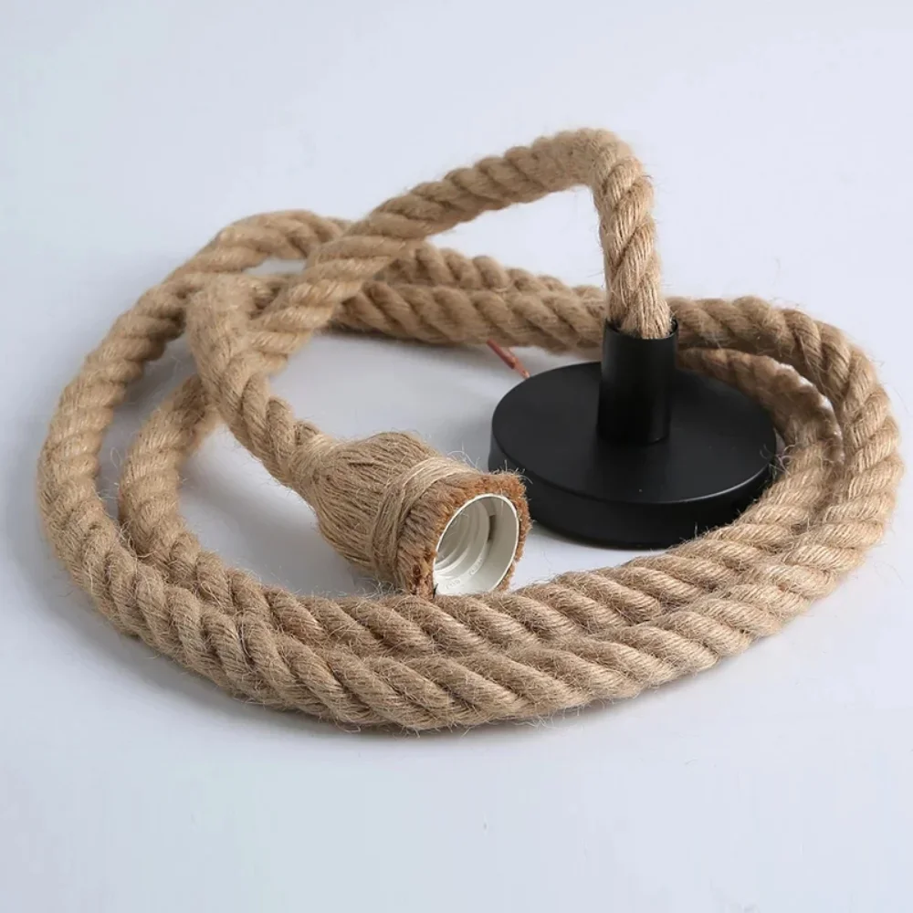 Industriel E27 Vintage chanvre corde pendentif lumières grenier personnalité éclairages intérieurs pour Loft/salon/Bar pendentif lustre