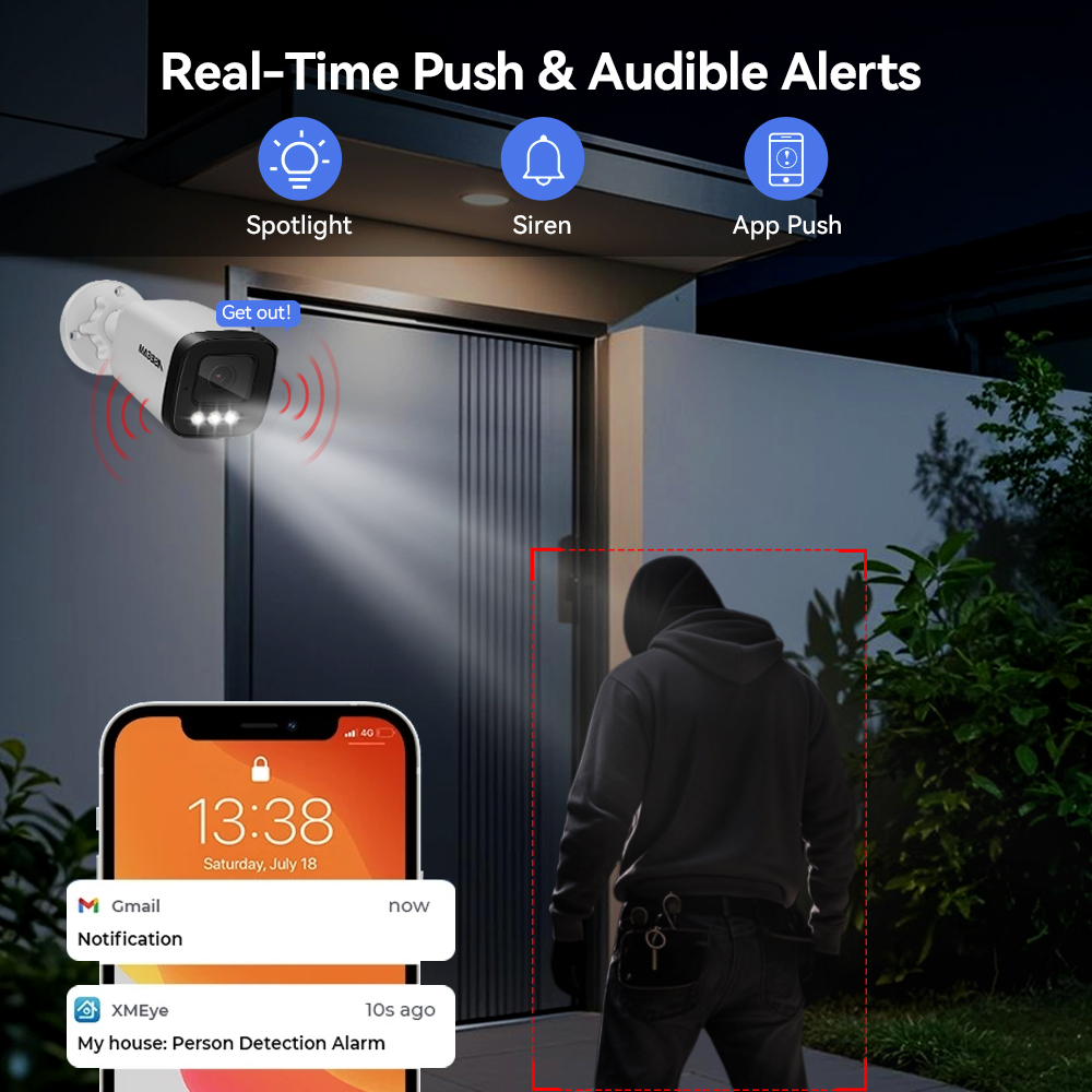 Cámara de Seguridad ASECAM 4K Luz Super Starlight Aurora Lux visión nocturna a todo Color lente F1.0 POE Onvif 8MP Vigilancia