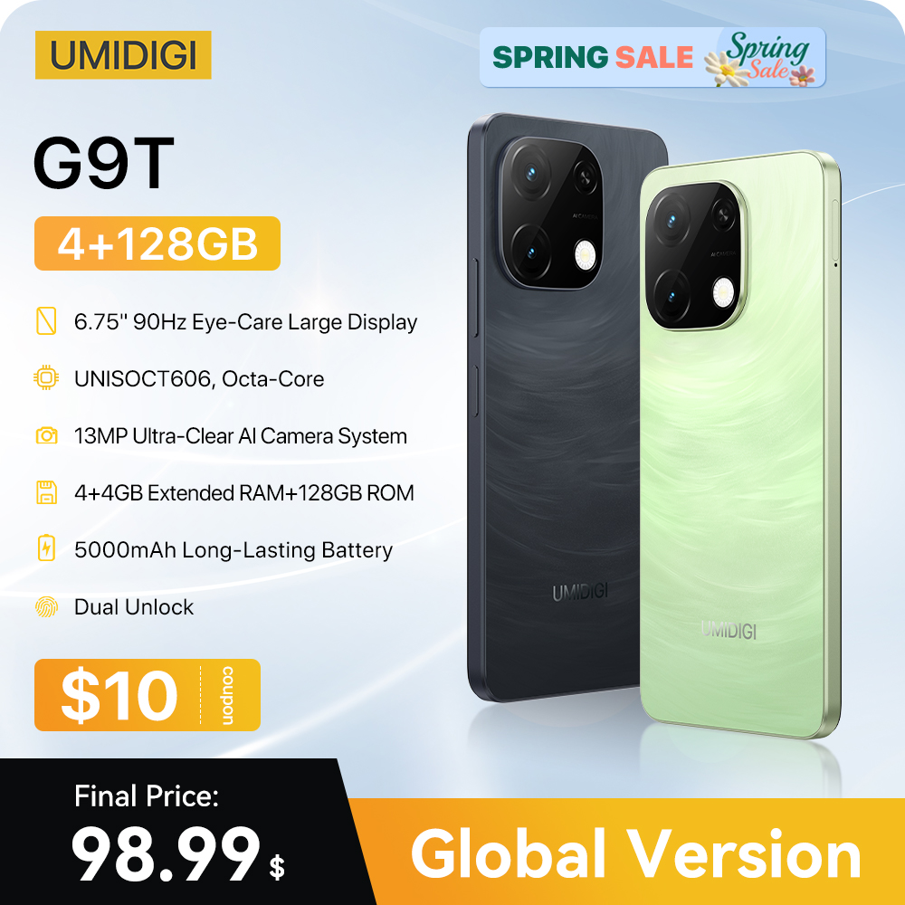 UMIDIGI-teléfono inteligente G9T, Android 14, UNISOC T606, 8 núcleos, 256GB, pantalla HD de gota de agua de 6,75 pulgadas, cámara de 13MP, batería de 5000mAh