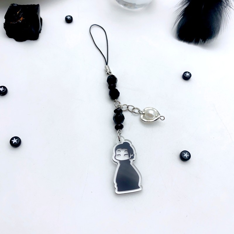 Anime-Charakter Gojo Geto passender Jujutsu-Schlüsselanhänger JJK inspirierter handgefertigter Handy-Charm, Perlentasche, Schmuck, Geschenk
