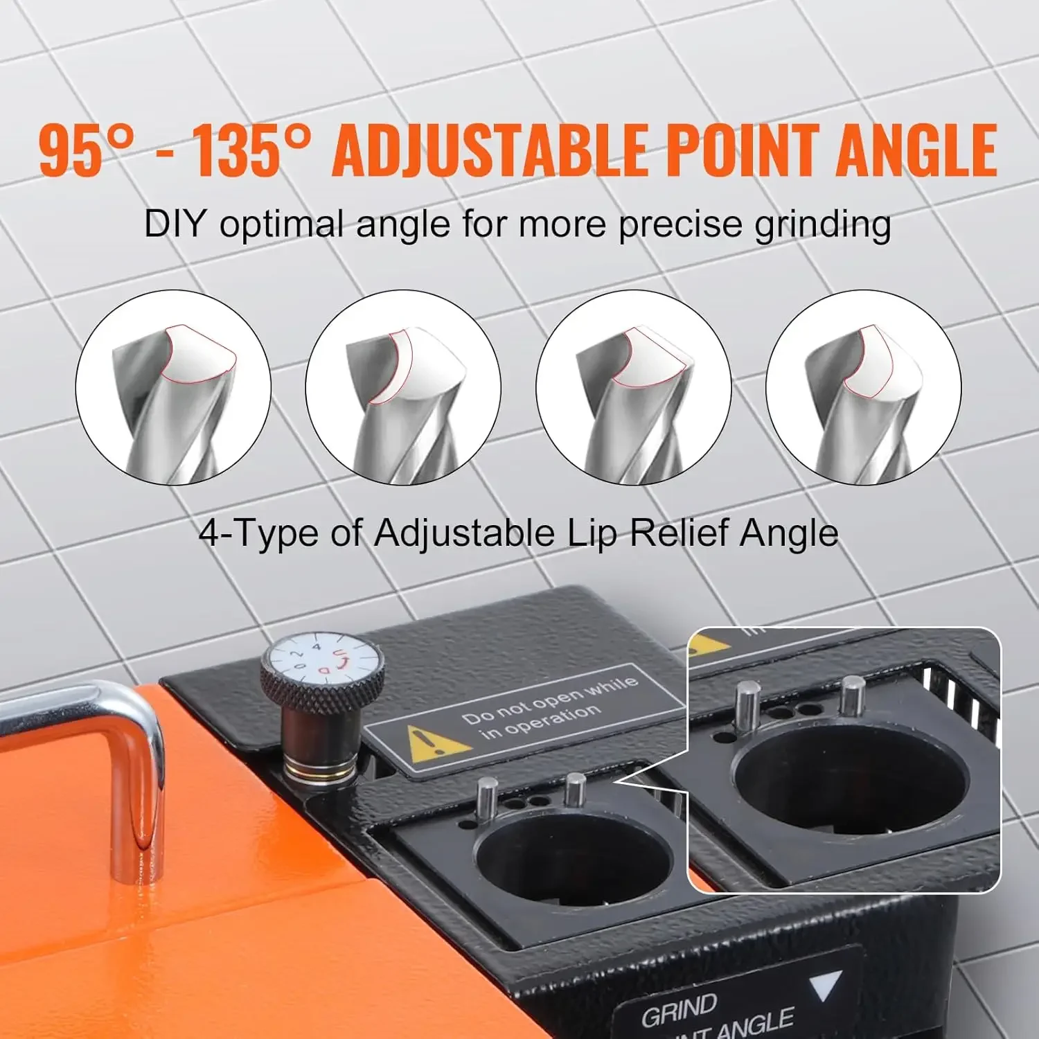 Drill Bits Sharpener, 3-13mm Drill Bits Grinder Sharpener, Lip Relief Angle & 95°-135° Point Angle Adjustable Drill Bit Re