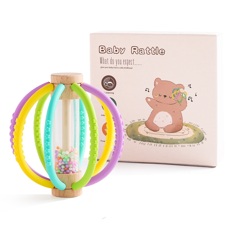 Palo de lluvia Montessori para bebé, reloj de arena de arcoíris, sonajero musical, juguete educativo para bebé, mordedor de silicona, juguetes sensoriales para niños, regalo