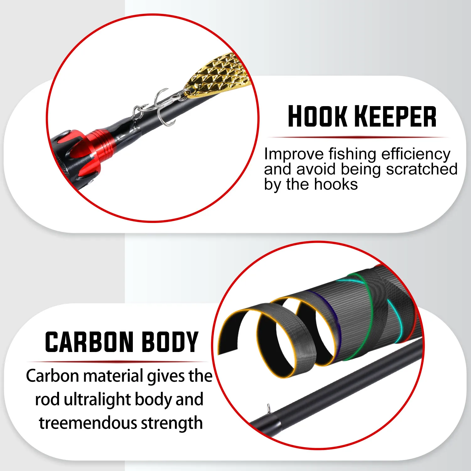 Sougayilang-Casting Spinning Fishing Rod, Ultraleve Carbon Fiber Rod, Pole 4 Seção com EVA Handle, Isca Peso 0.8-5g, 2.1m