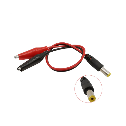 Clip de cocodrilo para batería, adaptador de enchufe de alimentación CC, conector macho hembra de 5,5x2,1mm, cables de prueba de 25CM