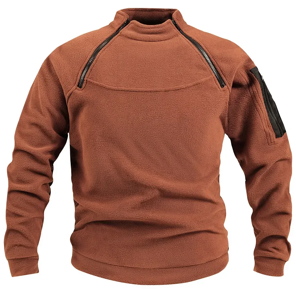 Jaqueta tática de lã masculina, roupas quentes com zíper, pulôver masculino à prova de vento, casaco térmico para caminhadas