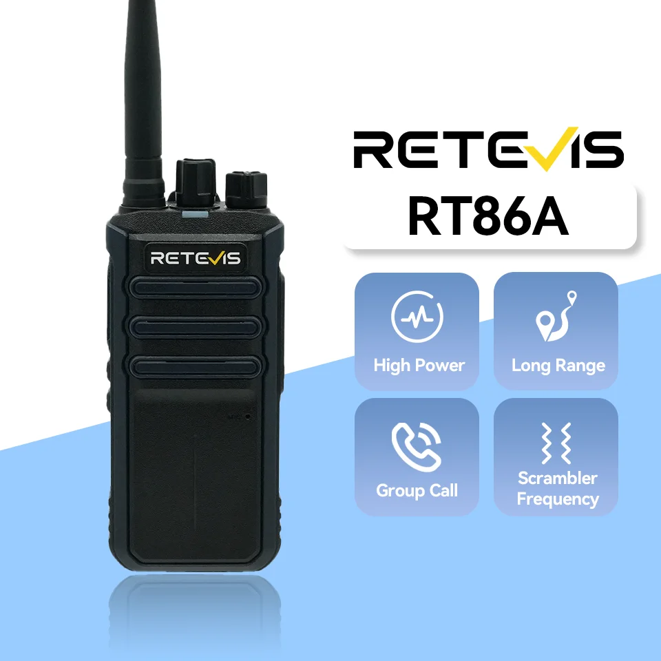 Retevis RT86A Walkie Talkie Radio, radio de emergencia walkie-talkie de alta resistencia, comunicación de largo alcance, 2 uds radio comunicador intercomunicador de largo alcance