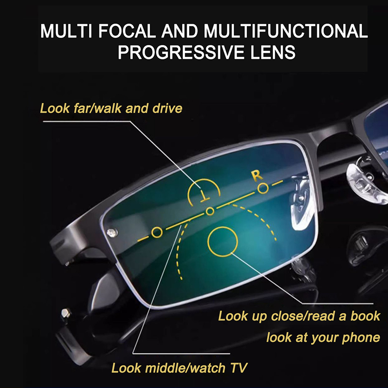 Titanium Transition Photochromic Progressive Reading Glasses Men Hyperopia Presbyopia diopters Outdoor Presbyopia Lens Eyewears