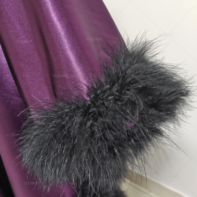 Customized Women's Robe with Feathers Puffy Maternity Fur Bathrobe Wedding Bridal Dressing Gown Boudoir Kimono Dress Nightgowns