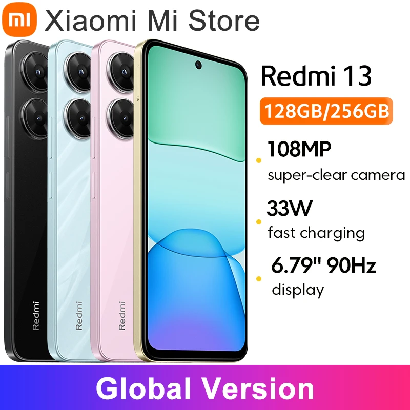Versión Global Xiaomi Redmi 13 Smartphone 108MP cámara súper clara MediaTek Helio G91 Ultra 33W carga rápida batería de 5030mAh