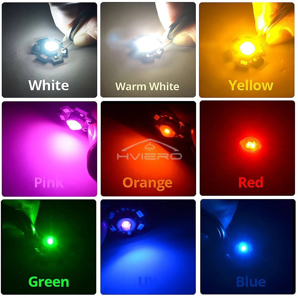 10X 20mm 3V 3W Led High Power Chip Light Bead White Red Blue Green Led Beads Emitter LED Bulb Diodes Lamp with Star Min Heatsink