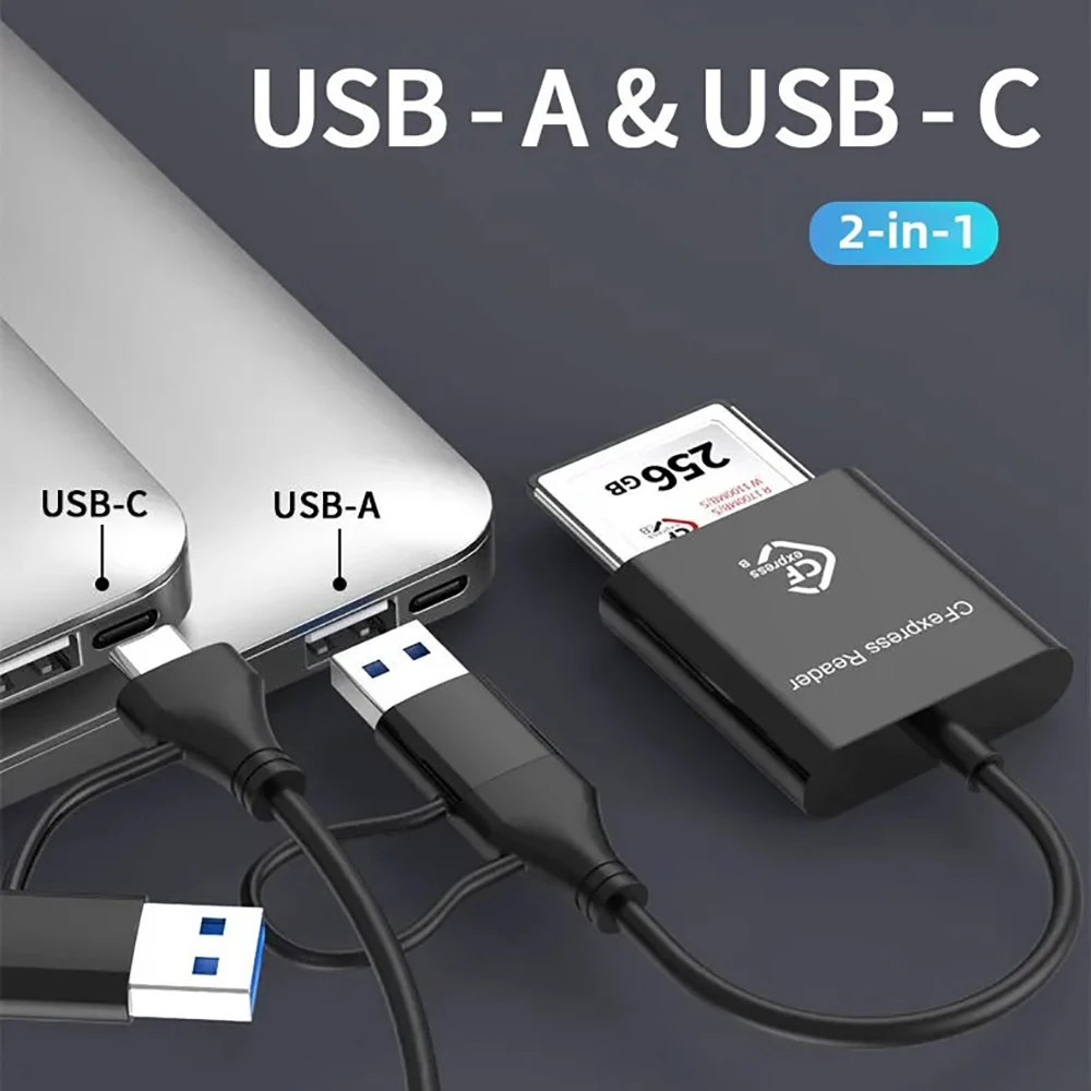 Устройство чтения карт CFexpress Type B, 10 Гбит/с, устройство чтения карт USB3.2 Gen2 USB-C CFe для Android Windows XP/Vista/7/8/8.1/10/11 Mac OS