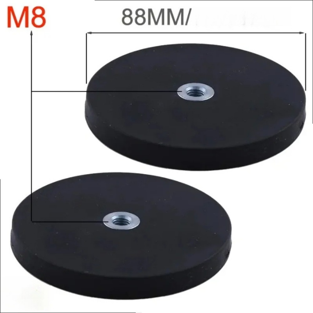 2 peças 43mm/66mm/88mm m4/m6/m8 rosca interna base magnética suporte de montagem braçadeira led suporte de barra de luz de trabalho suv offroad