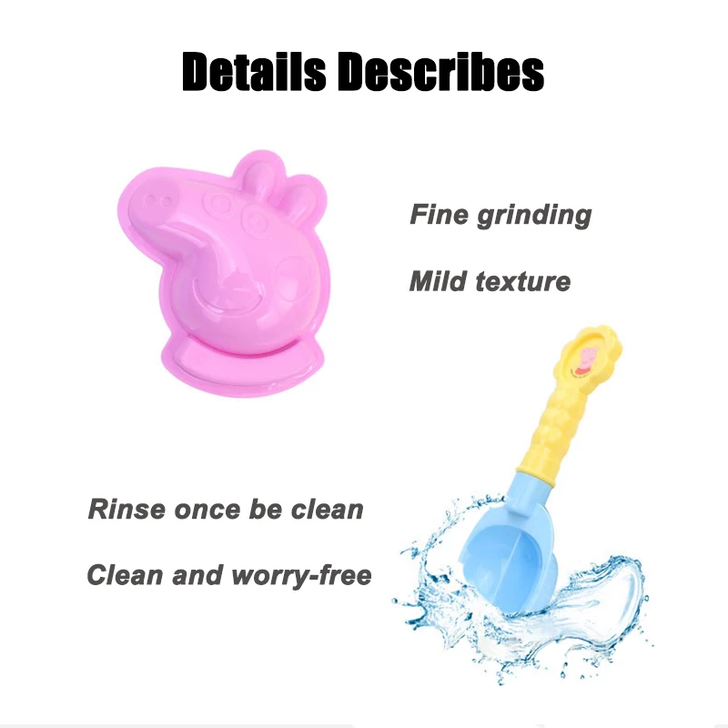 Peppa Pig Beach Playset เด็กเล่น House Emulation ถังพลั่วตะแกรงรดน้ํากระป๋องจําลองของเล่นเล่นทรายเครื่องมือของขวัญ