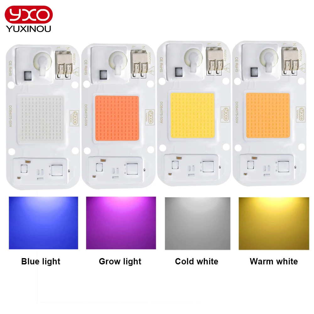 50W Driverless DOB Chip LED AC 220V LED Phát Triển Ánh Sáng Suốt LED Phyto Đèn Cho Tăng Trưởng Hoa cây Con Phát Triển Lều Vật Có Đèn