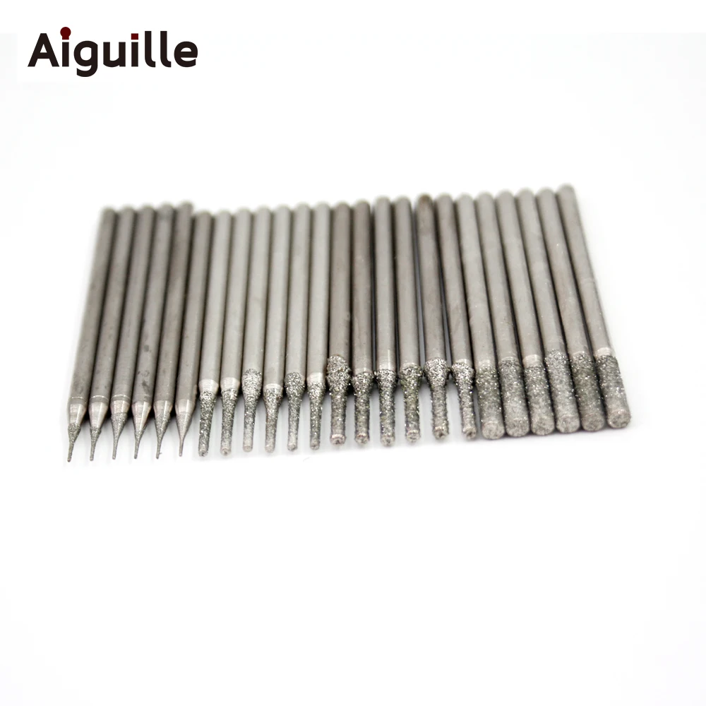 100 Cái/bộ Kim Cương Xay Điểm Kim Cương Khoan Bit Khoan Bits 0.8Mm-2.5Mm Đá Ngọc Bích Xay Burr