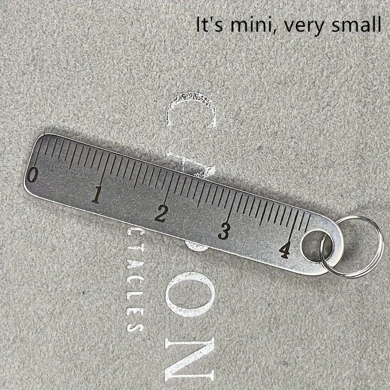 Portable stainless steel mini ruler with keychain - measuring tool for office and school supplies