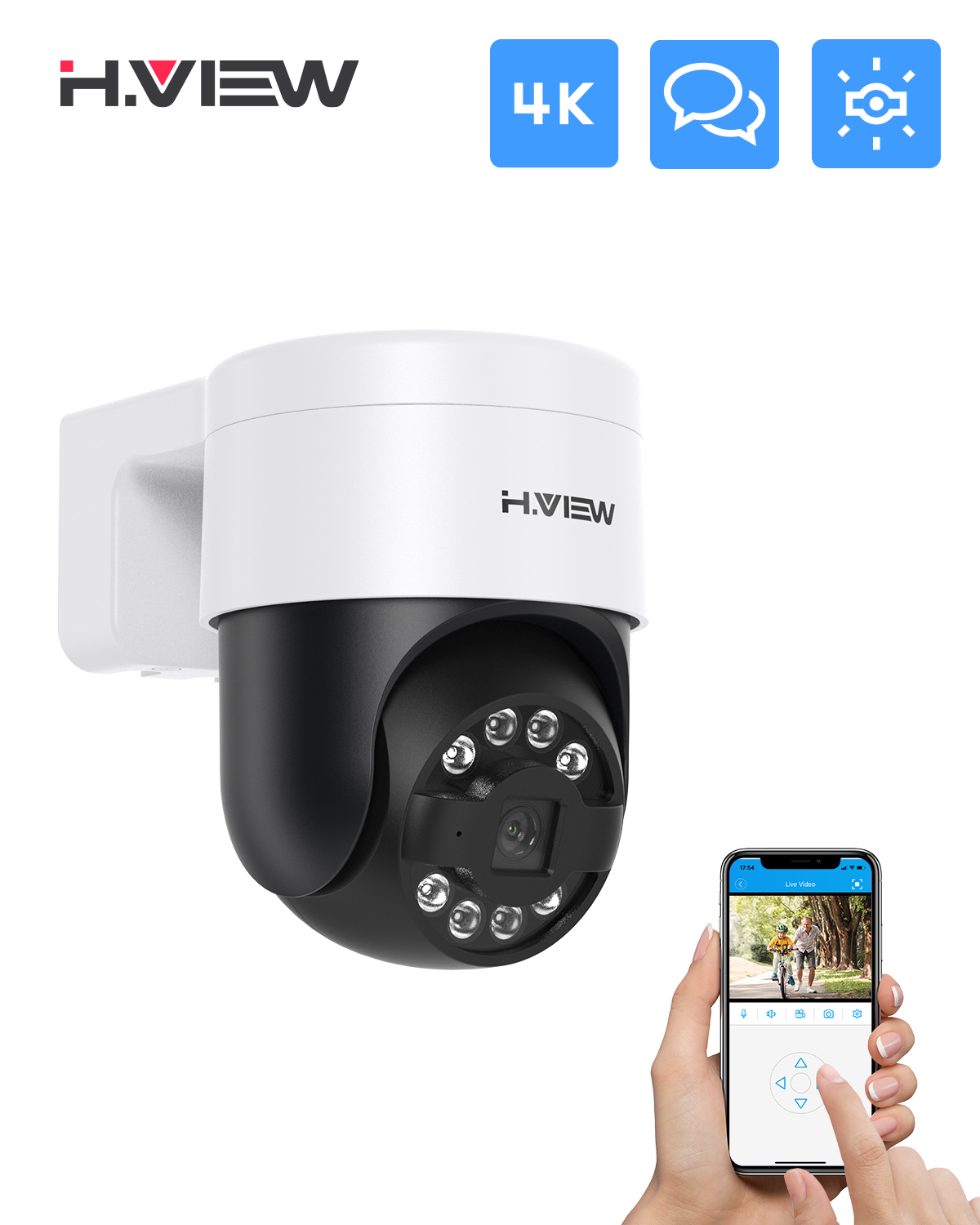 H.View Cctv seguridad Poe cámara Ip Ptz 5Mp 8mp 4K domo Audio exterior Video vigilancia para sistema Nvr Xmeye