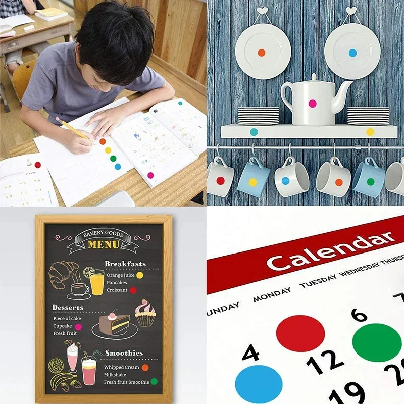 สติกเกอร์ลายจุดสี ขนาด 6 มม. 8 มม. 10 มม. 19 มม. 20 มม. 40 มม. ลายวงกลม สำหรับตกแต่งสำนักงาน ห้องเรียน งานปาร์ตี้ ของเล่น ตกแต่งไดอารี่