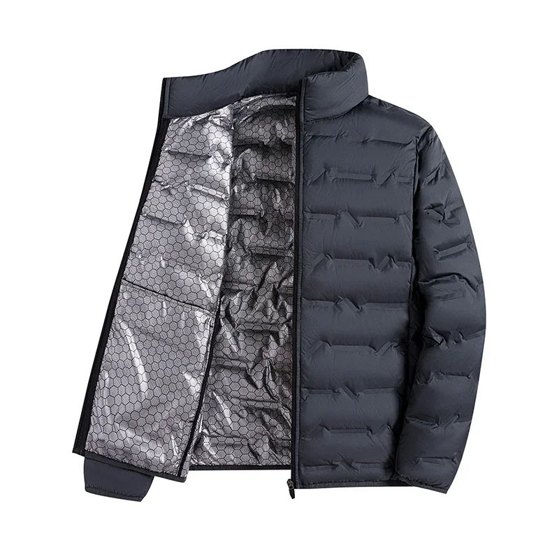 CHUJIE Winter wit donsjack heren grafeen zelfverwarmend winddicht geplooid donsjack opstaande kraag casual warm donsjack
