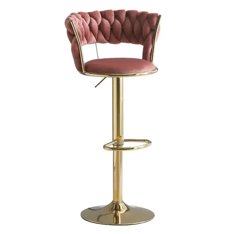 Woven Bar Stools Gold Counter Height Swivel Bar Stools Low Back Design for Kitchen Island Elegant Seating
