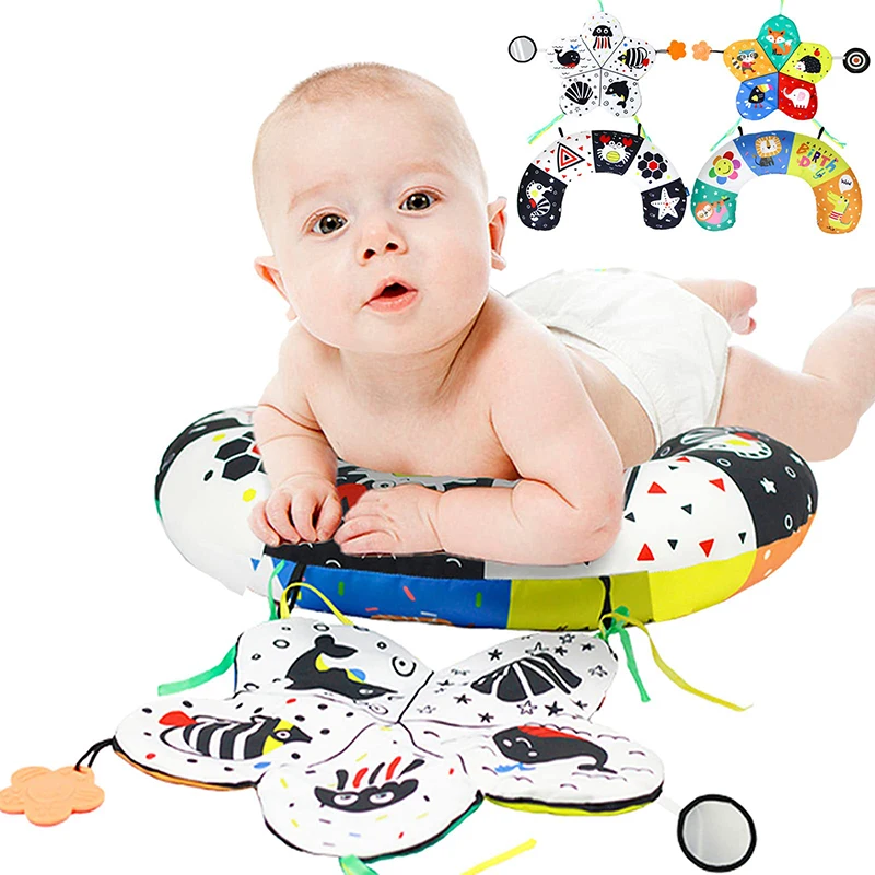 Baby Tummy Time Pillow Toys Черно-белые высококонтрастные детские игрушки Сенсорная игрушка Монтессори для новорожденных 0-6 месяцев
