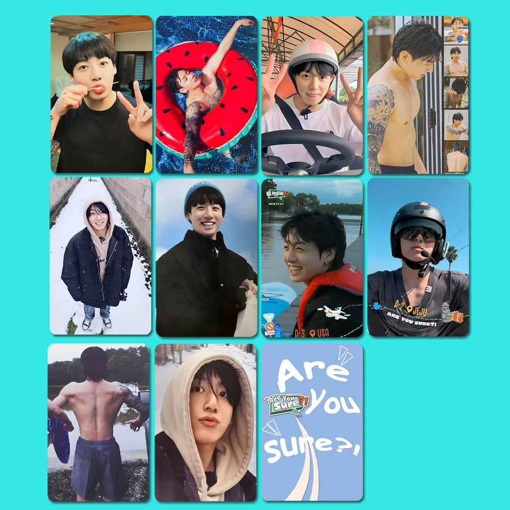 10 ピース/ロット Kpop フォトカードホログラフィックレーザー写真プリント写真ポストカード KOOKV ファンギフト Accessoires マーチ