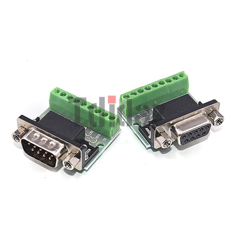 D-Sub 9-polige lötfreie Steckverbinder DB9 RS232 Seriell auf Terminal Buchse Stecker Adapter Stecker Breakout Board Schwarz + Grün