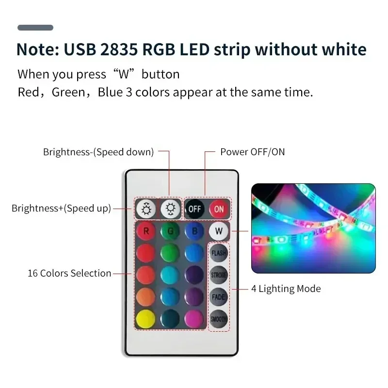 2835 rgb conduziu a luz de tira 60leds/m dc 5v usb rgb fita com controle remoto ir pc tv backlight casa sala de jogos decoração 2m/3m