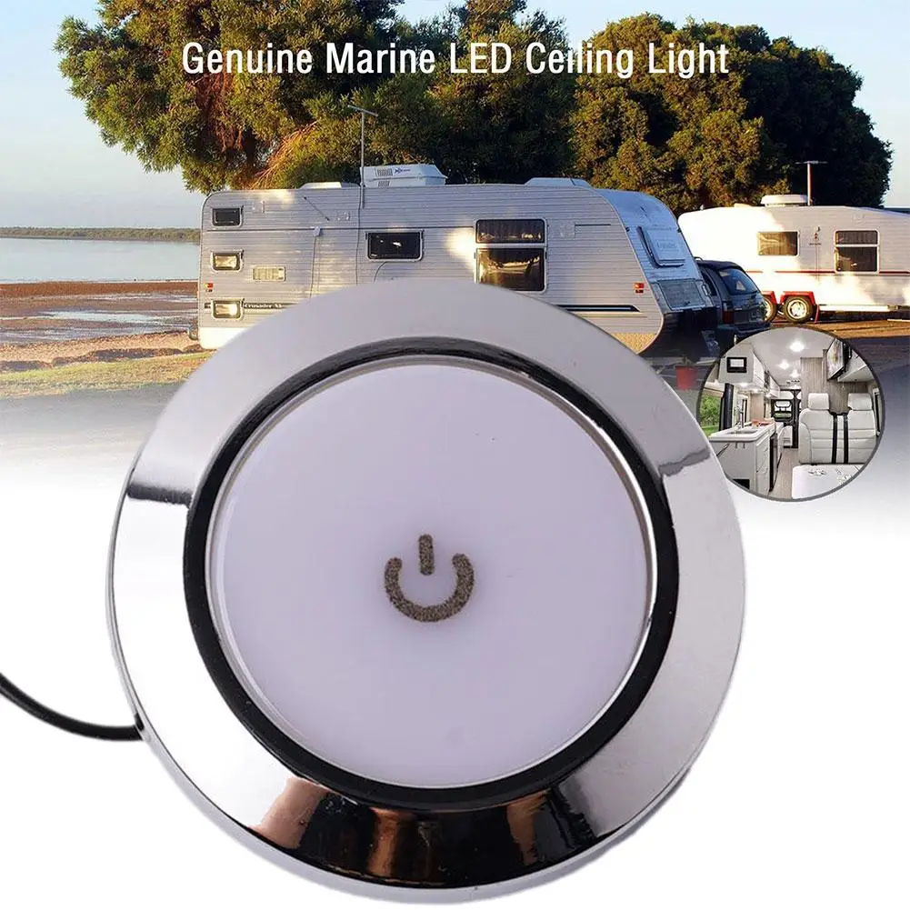 Luz LED de techo Interior para RV, 12V, con interruptor, 5W, luz Led redonda para Interior de coche, lámpara de techo interior para Camper y barco