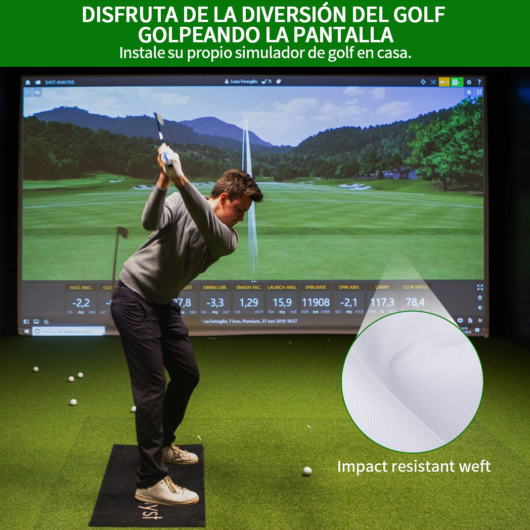 Caiton Pantalla de práctica de golf de poliéster HD de 1 pieza: impacto silencioso, duradera, antiestrés, para entrenamiento en interiores/exteriores, varios tamaños