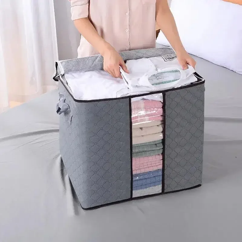 1 Stück graue Vlies-Aufbewahrung sbox mit großer Kapazität für die Aufbewahrung von Kleidung und Bettwäsche halb transparente, haltbare Aufbewahrung boxen für Kleidung
