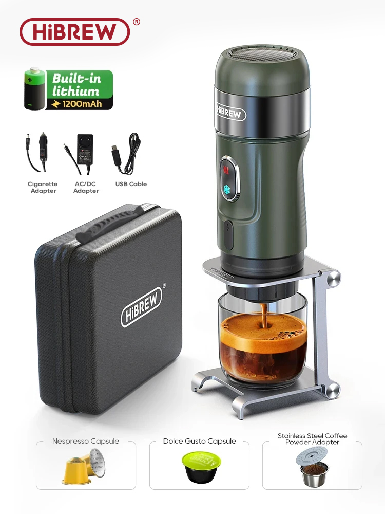 HiBREW-cafetera Espresso portátil eléctrica inalámbrica para coche y hogar, cafetera para acampar, compatible con cápsula en polvo Nespresso Dolce