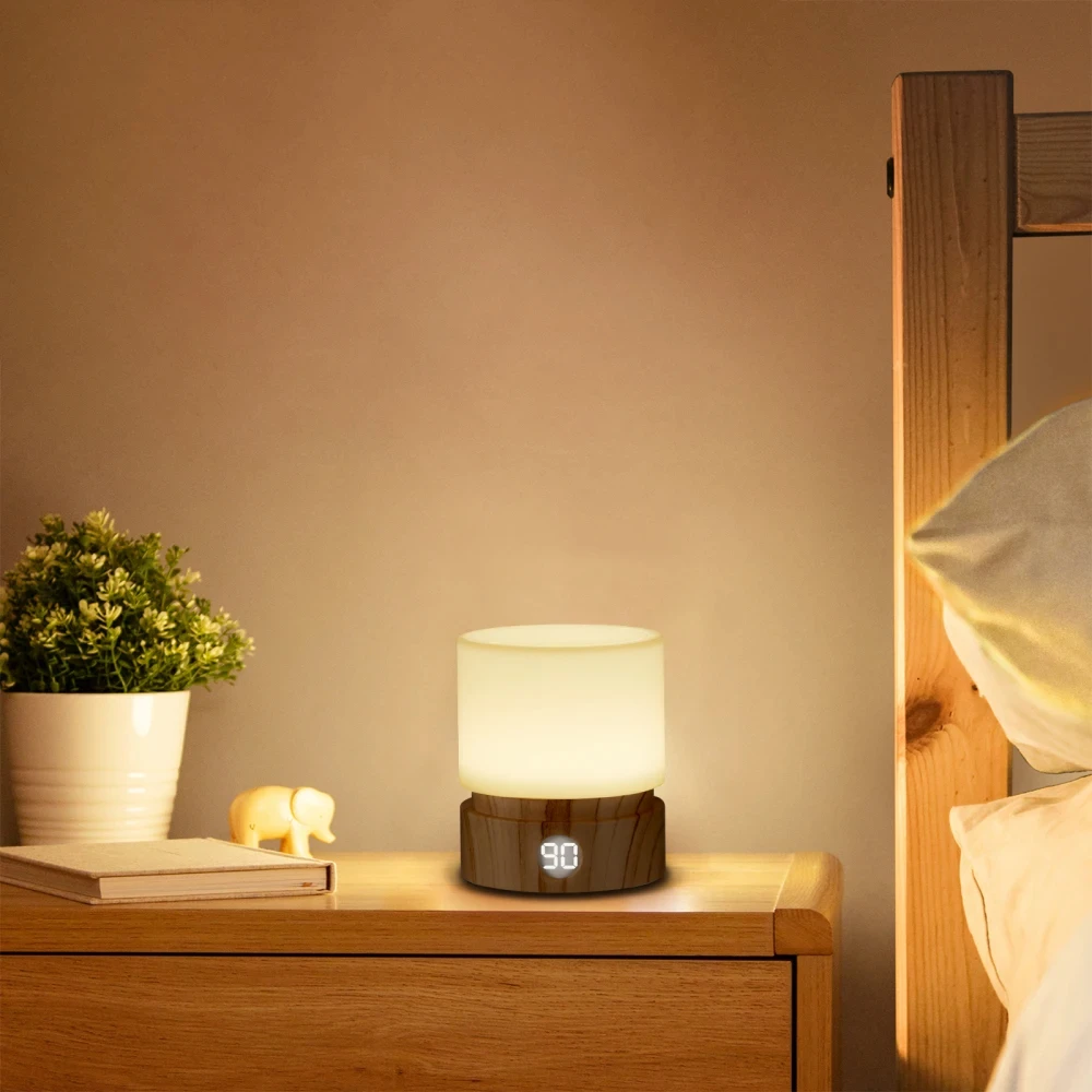 Luz nocturna con temporizador regulable, recargable por USB, Led, luz nocturna de respiración para mesita de noche, lámpara de escritorio para dormitorio de niños y bebés