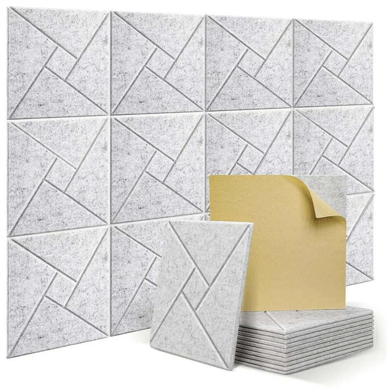 ABNM 12Pcs Acoustic Panels With Self-Adhesive, 12X12x0.4In Sound Proof Foam Panels, Sound Absorbing Tile For Walls