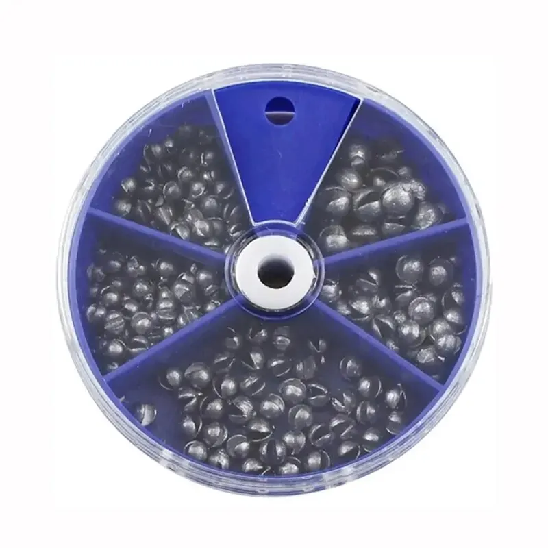 Piombini da pesca in piombo premium da 205 pezzi con comoda scatola di immagazzinaggio - 5 dimensioni rotonde per una lancio accurato e una pesca in acque profonde