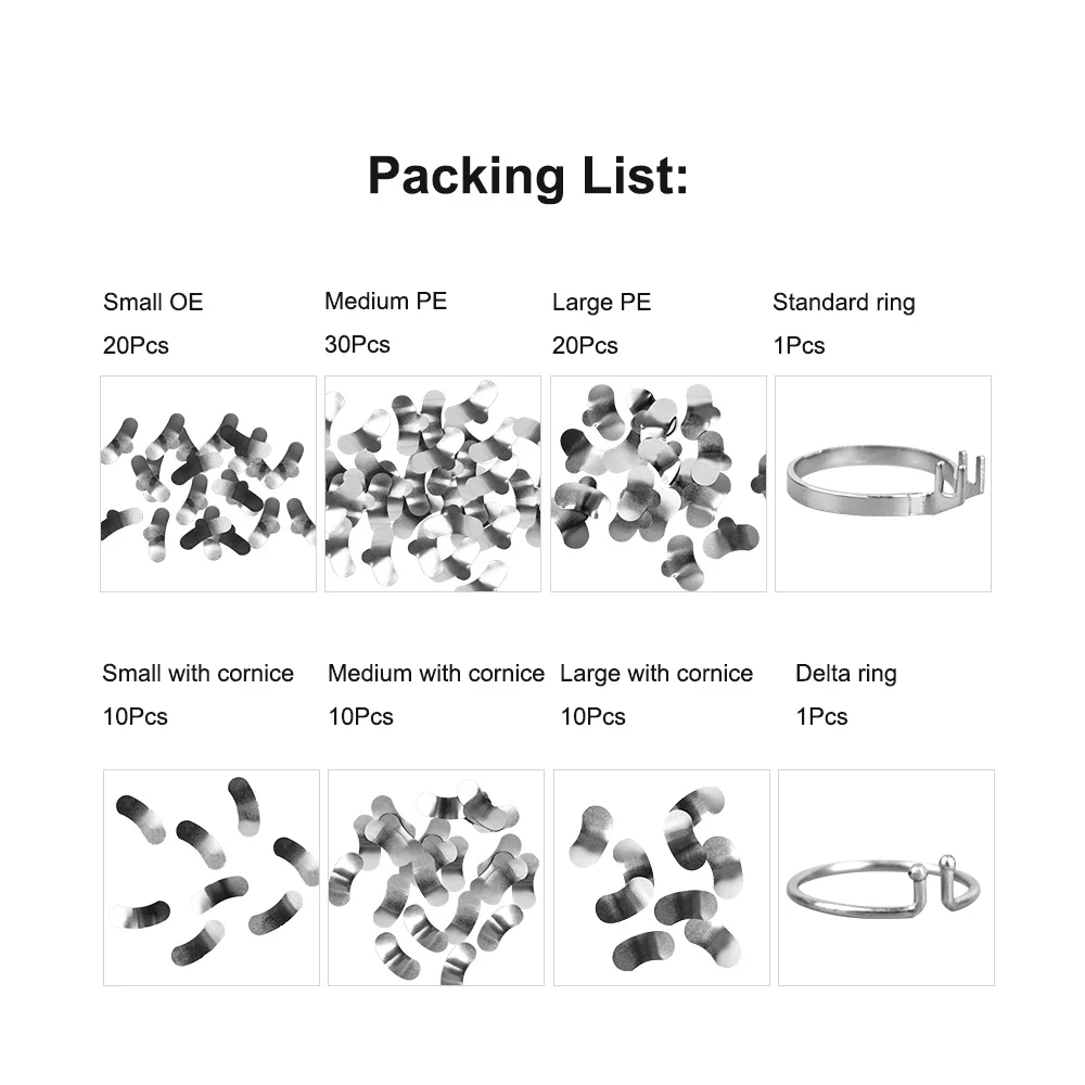 Denspay 100 ชิ้น/กล่องทันตกรรม Sectional Matrix ระบบทันตกรรม Sectional Matrix Band เรซิ่นหนีบ/แยกแหวนเครื่องมือทันตแพทย์