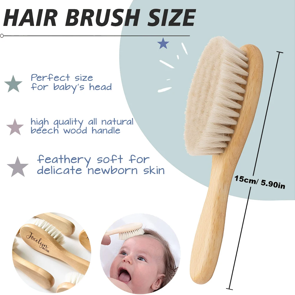 Cepillos para el pelo personalizados para bebé, cepillo para el pelo de madera para recién nacido con grabado de nombre infantil, peine, regalos para cumpleaños/bautismo/aniversario, Baby Shower