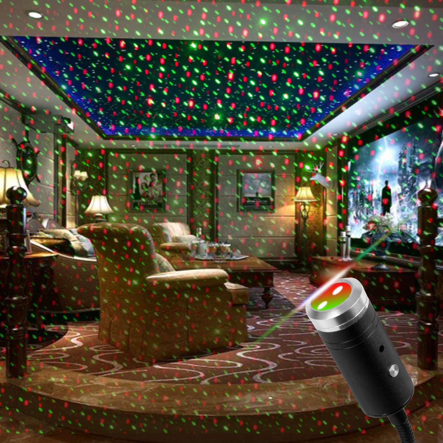 Geführtes Sternenhimmel Nachtlicht Usb Stern Dekoratives 1-Farben-Auto-Planetarium und justierbare Projektor-Projektions-Atmosphäre Romantisch