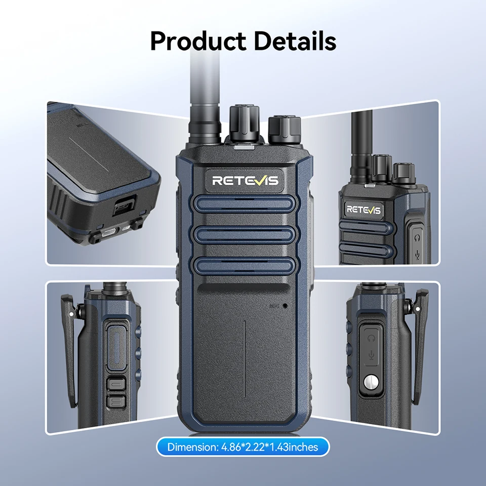 Retevis RT86A Walkie Talkie UHF-Radio Hochleistungs-Walkie-Talkie-Kommunikation Long Range Radio Communicator Notfallradio