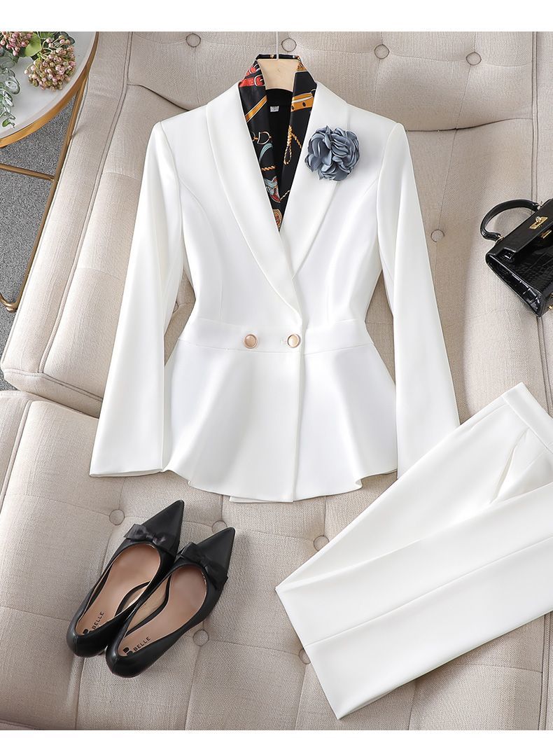 Outono nova cintura emagrecimento jaqueta blazer lápis calças conjunto de duas peças elegante feminino escritório terno conjunto roupas