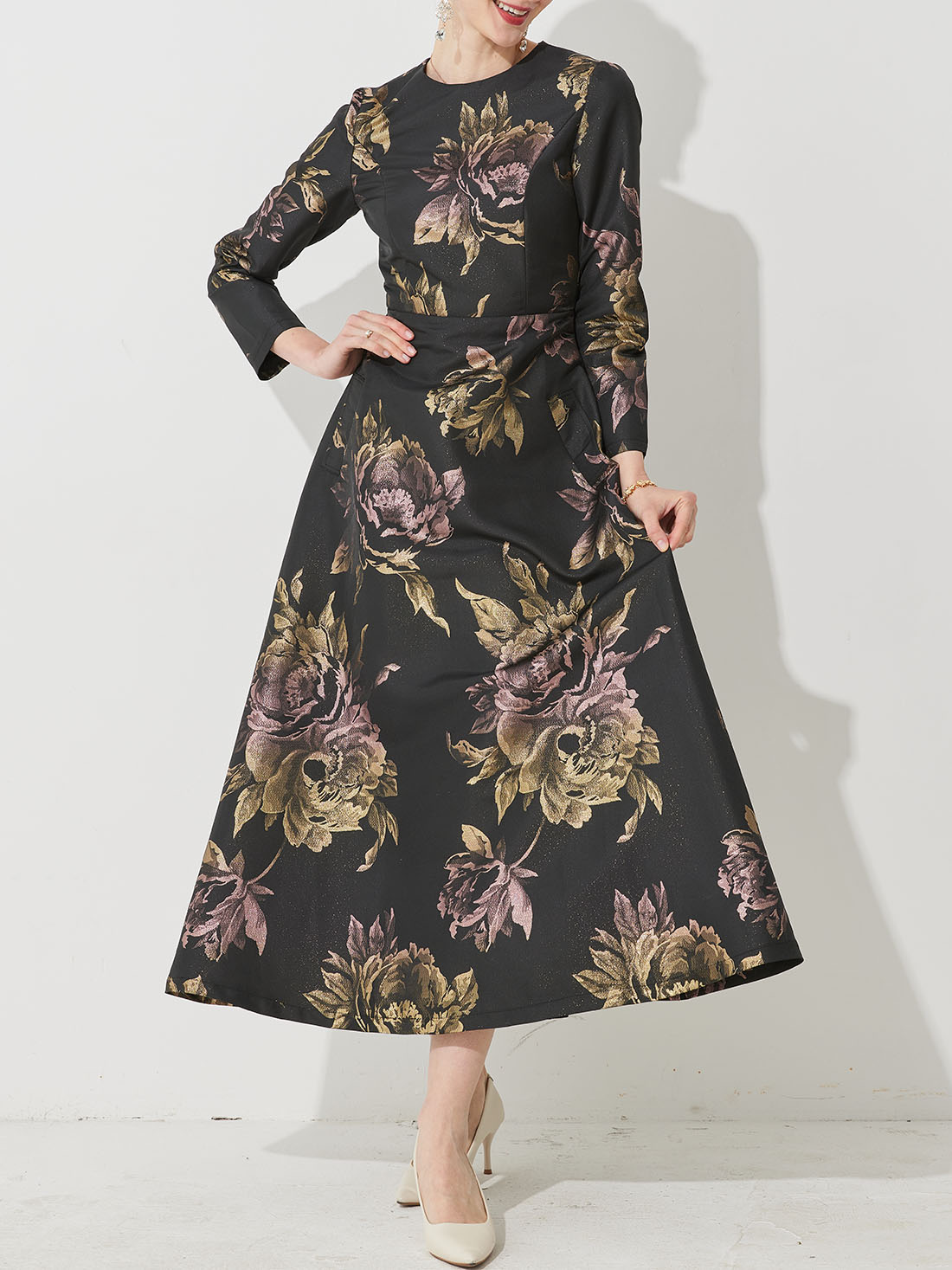 Luxe Vrouwen Lange Maxi Jacquard Jurk Lente Herfst Boho Bloemen Mode Kleding Dames Feest Avond Baljurk