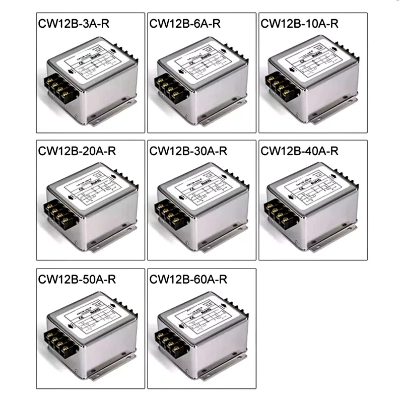 Filtro di potenza trifase inverter EMI Servo filtro Purificatore CW12B-3/6/10/20/30/40/50/60A-R AC 380 V CW12B-40A-R CW12B-30A-R