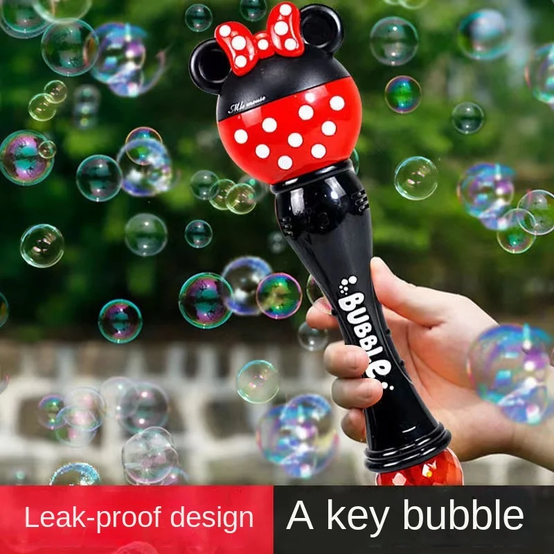 Mickey Cartoon Nuova macchina per bolle Ragazzi e ragazze Giocattoli con bastoncini magici Nuovo Topolino Minnie Bolle di sapone elettriche Regalo per bambini