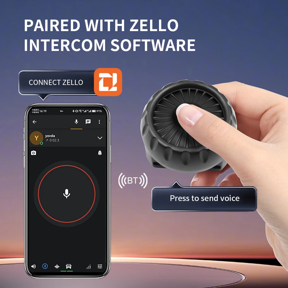 Drahtlose Bluetooth PTT Walkie Talkie Steuertaste für ZELLO Bluetooth Drahtlose Mikrofon Lautsprecher Schalter Controller für Auto