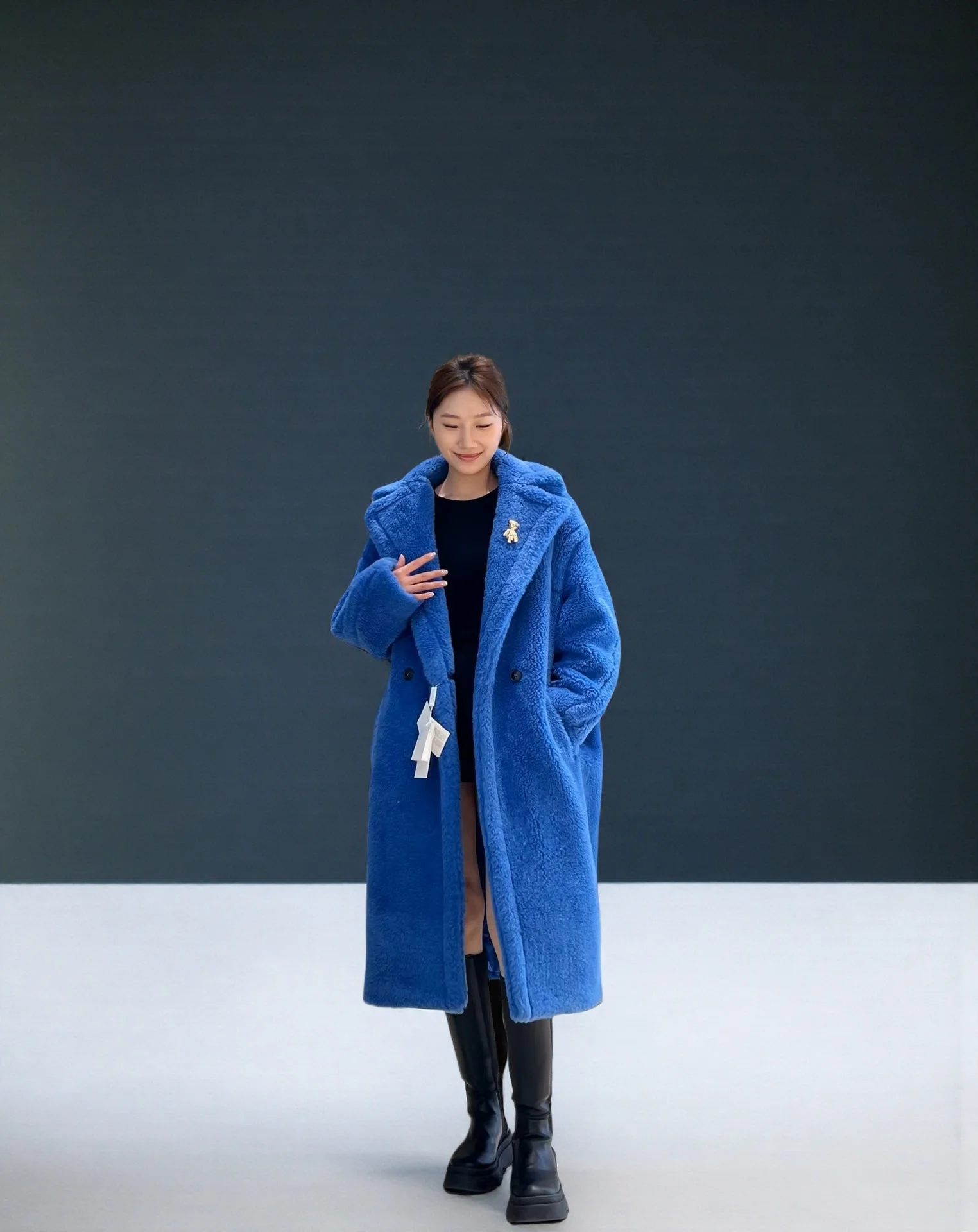 Płaszcz Max Teddy Coat 62% Alpaka 26% Wełna 12% Jedwab Płaszcz Zimowy Gruby Damski