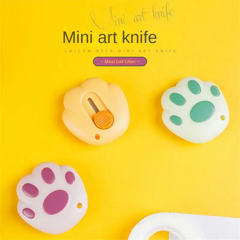 1-40PCS Kawaii Cat Paw Mini Utility Knife Cute Paper Cutter Pocket Knife Express Box Opener Envelope Knife Korean Stationery