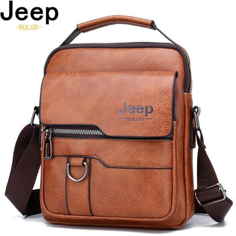 JEEP BULUO Luxus Marke Männer Umhängetasche Messenger Taschen Business Casual Handtasche Männlichen PU Schulter Tasche Große Kapazität