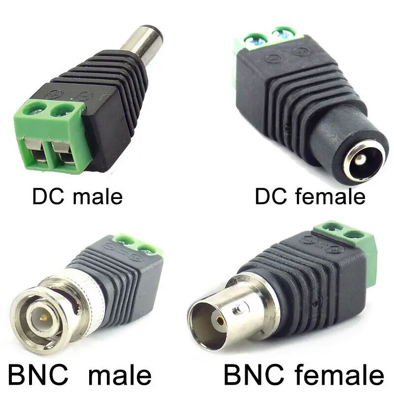 2/5/10 stücke 12V DC BNC Männlich Weiblich Stecker Coax CAT5 Video Balun Adapter Stecker Für Led streifen Lichter CCTV Kamera Zubehör
